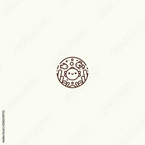 Fish cute logo style icon design template vector illustration