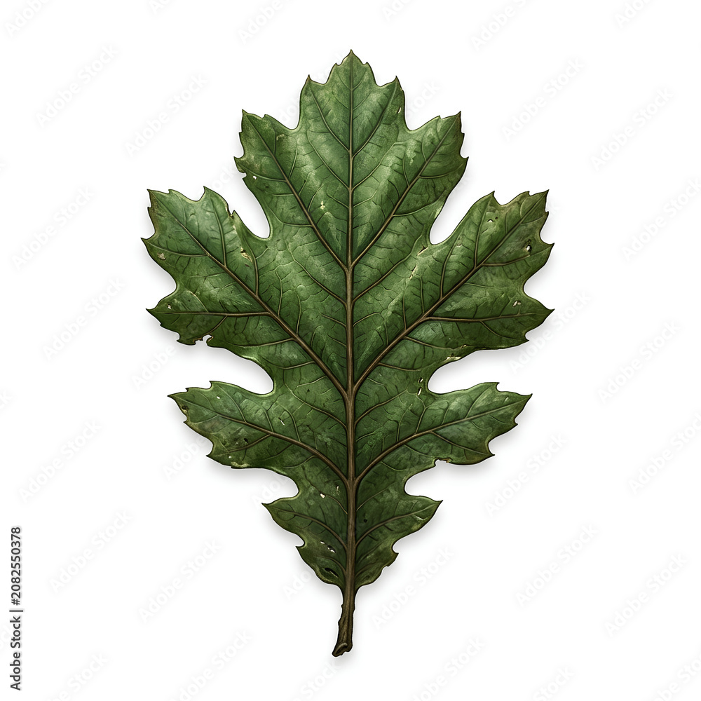Fototapeta premium Green Lobed Leaf Isolated On White Background 1.