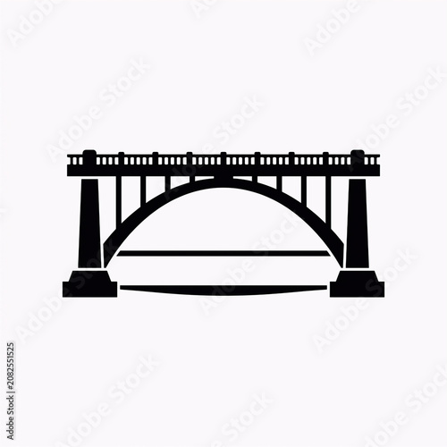 Silhouette of Modern Bridge Structure Against White Background Minimalist Design