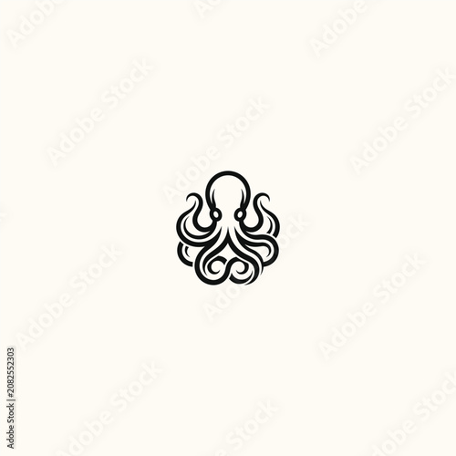 Octopus logo style icon design template vector illustration