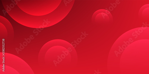 Abstract red background with dynamic overlapping geometric circles.