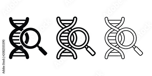 Tableau sur toile DNA analysis icon silhouette vector outline and line art