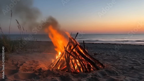 Sunset bonfire on the beach