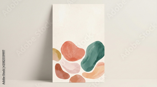 Minimalist Abstract Organic Blobs on White Background with Soft Pastel Colors