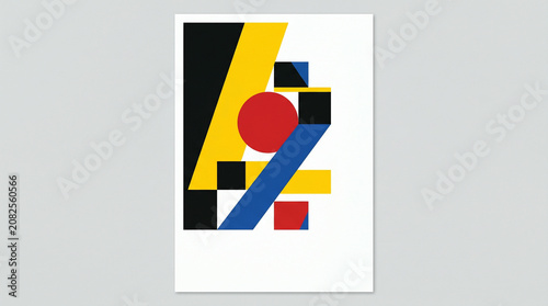 Abstract Color Block Composition with Geometric Shapes and Bold Contrast on White Background