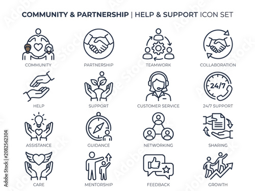 Help and Support Icons Set.