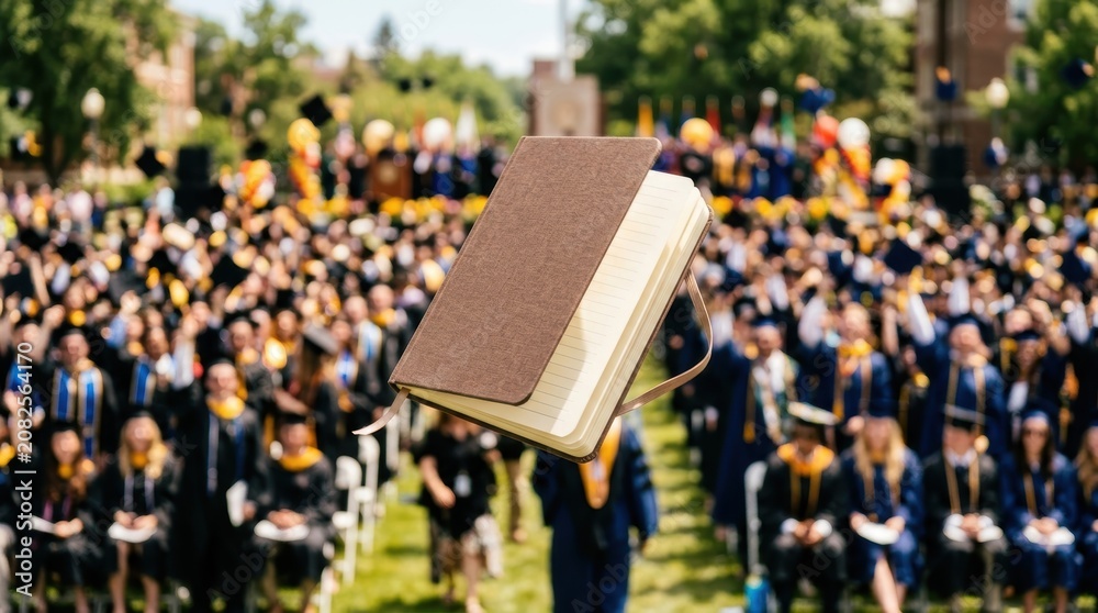 Obraz premium Graduation Ceremony with Students and Faculty Outdoors.