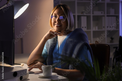 Female nurse with computer ...