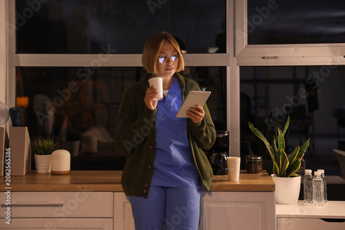 Female nurse with tablet co...