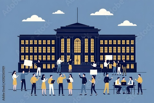Professional Parliament Illustration Highlights Inclusive Government Participation