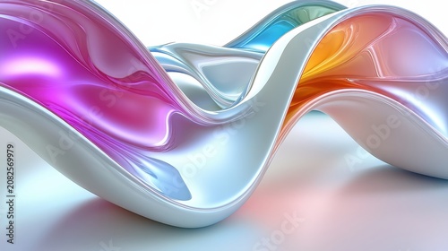 Vibrant Abstract Fluid Waves with Iridescent Colors and Smooth Textures Isolated on a Clean White Background