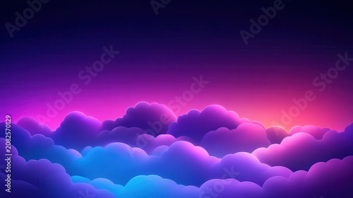 Vibrant cloud computing networks with layered graphics and soft light, representing digital connection and futuristic technology in a vibrant color palette.