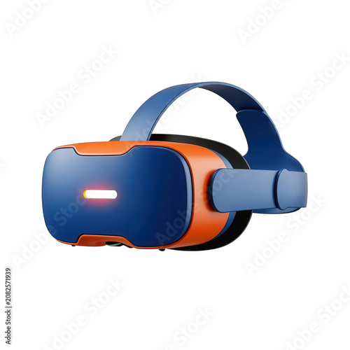 Blue and Orange VR Headset Transparent Background