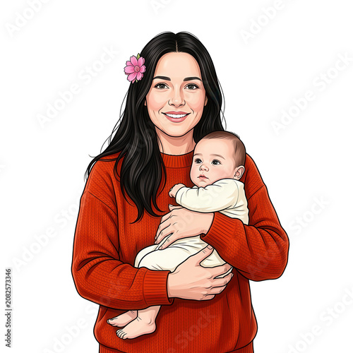 Woman Holding Baby Transparent Background
