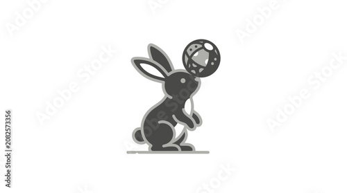 Foto Rabbit Playing with Soccer Ball.
