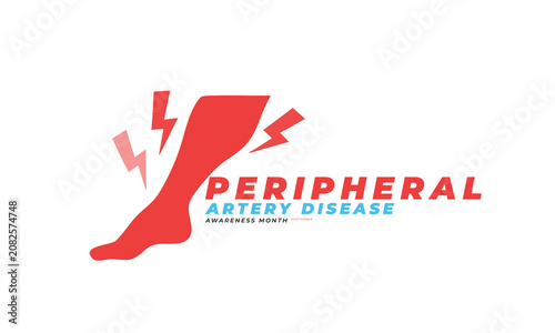 Peripheral Artery Disease Awareness Month. background, banner, card, poster, template, September month. Vector illustration.