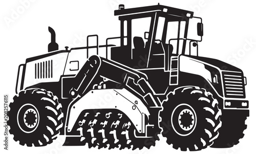 Foto Reclaimer Stabilizer silhouette, soil stabilizer machine, vector isolated on whi