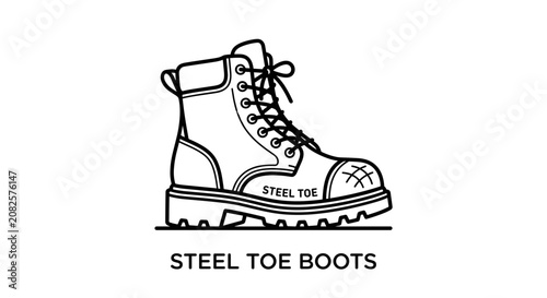 Slika na platnu Durable safety boot silhouette featuring steel toe protection ideal for construc