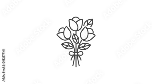 Tulips bouquet flowers line art.