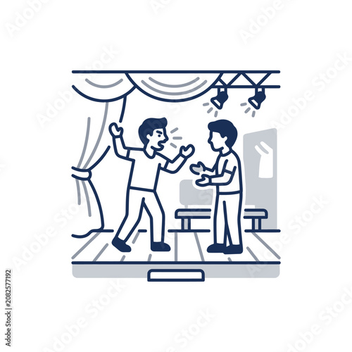Two men arguing on a stage.