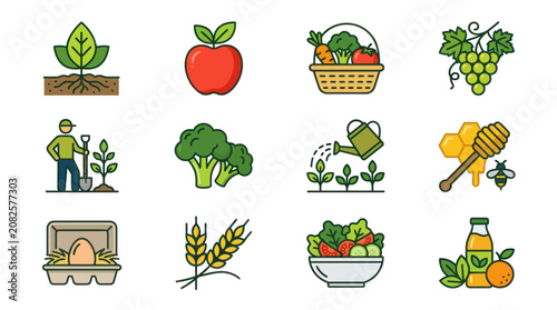 Variety of Fresh Fruits and Vegetables.
