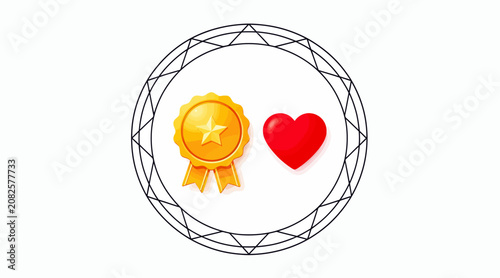 Award and heart symbol in circle