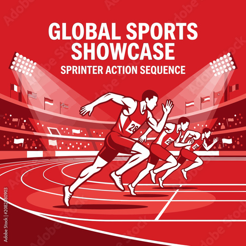 Dynamic Sprinter Action Sequence Under Stadium Lights