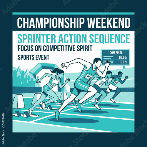 Dynamic Sprinter Action Sequence Showcasing Athletic Competition At A Championship Weekend