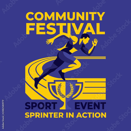 Dynamic Sprinter Athlete Competing In Community Sport Festival Event