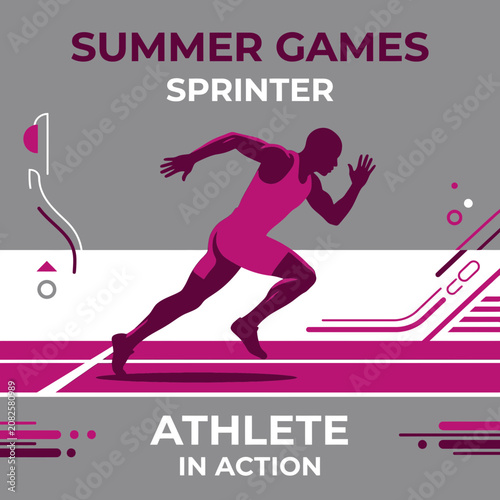 Dynamic Sprinter Athlete In Action Summer Games
