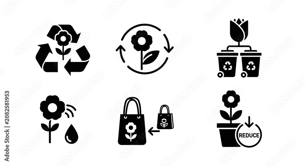 Fototapeta premium Set of icons representing ecofriendly practices and sustainability.