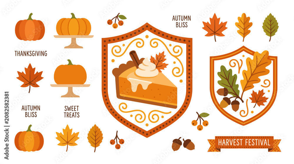 Fototapeta premium Autumn Bliss Thanksgiving Harvest Festival Elements