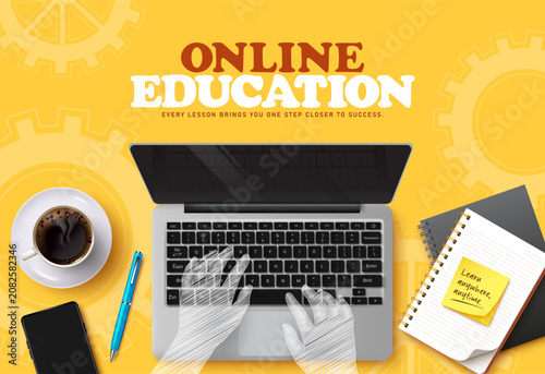 Cuadro en lienzo Online education and e learning concept clipart design