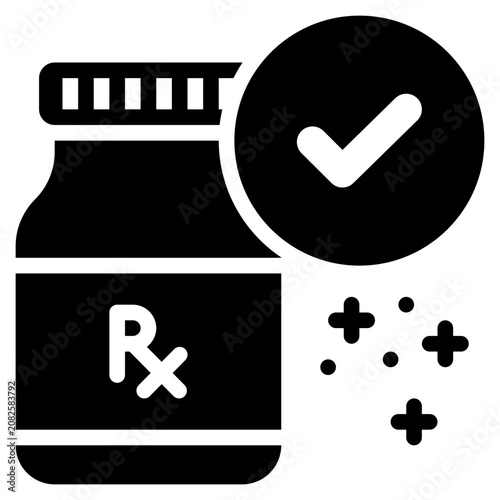 medicine medical drug check safety health solid glyph icon