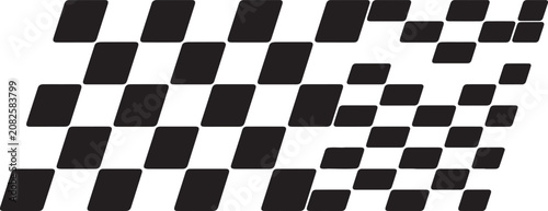 Black and white slanted checkered flag graphic vector illustration representing speed, racing, and finish line sport concept