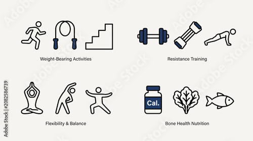 Canvastavla Bone Strengthening Exercise Routine Icon Set - Line Icon Vector Design