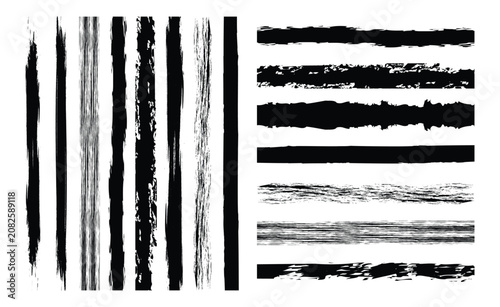 Set of different grunge brush strokes. Straight line vector brush strokes. Brush strokes, marker underline, text boxes, paintbrush grunge design elements, watercolor grunge texture. 