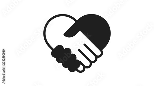 Minimalist icon of two hands shaking to form a heart shape.