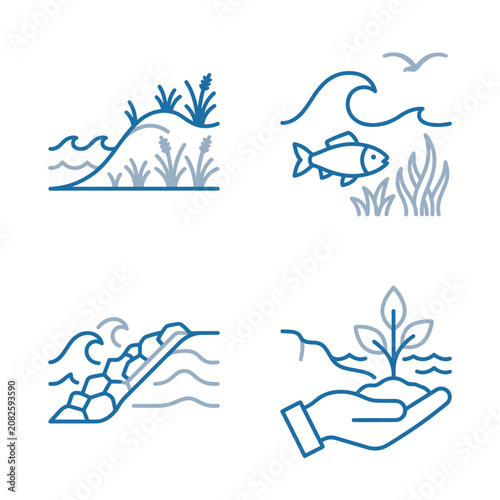 Eco friendly icons with plants.