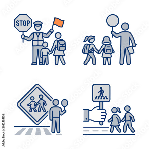 People crossing street with signs.
