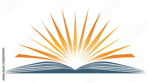 Open book radiating golden light symbolizing education knowledge wisdom inspiration learning creative concept illustration isolated on white background