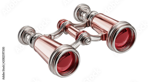 Elegant vintage opera binoculars with polished metallic finish premium optical accessory classic collectible detailed realistic render isolated on white background