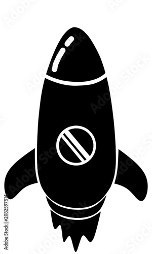 Retro futuristic space rocket launch silhouette icon element for startup innovation project branding layout