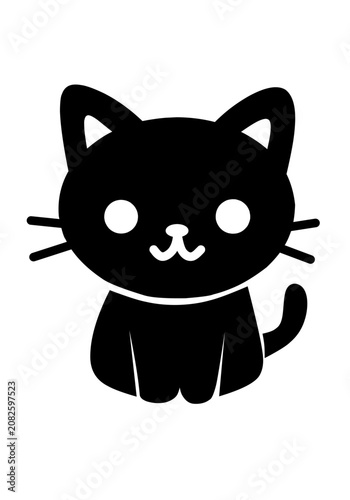 Adorable minimalist black cat silhouette kitten character design for pet shop branding identity template