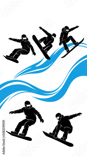 Snowborder color illustration of isolated on mountain background.