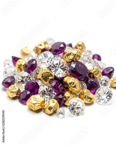 gold and silver, dimond on white background 
