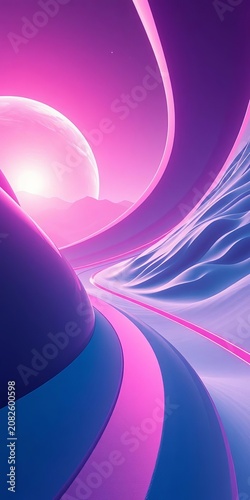 Sleek lines and curves intersect in a futuristic landscape, patterns, curves