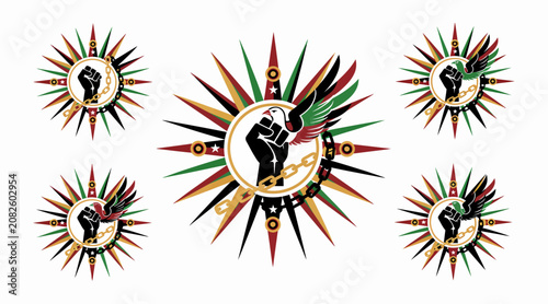 african, symbol, logo, raised fist, colorful