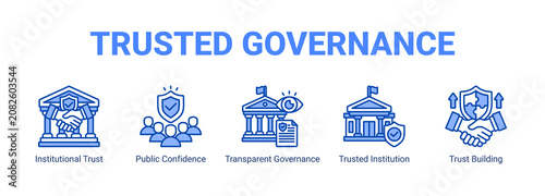 Photography Trusted Governance web banner icon concept  with Institutional Trust, Public Confidence, Transparent Governance, Trusted Institution, Trust Building