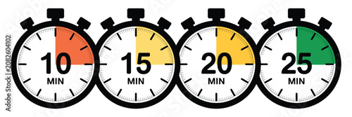 Photos Stopwatch timer multiple style icon, ten fifteen twenty and twenty five minutes